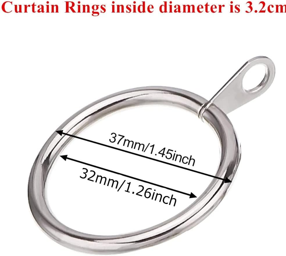 WYJREES 40 Pack Curtain Rings 32Mm Metal Drapery Curtain Rings Hanging Rings Curtain Rods Hooks for Curtains and Rods, Drape Sliding Eyelet Rings(Silver) image number 1