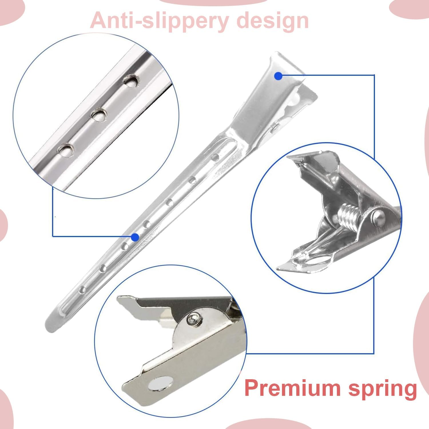 Roczential 36 Pieces of Metal Duckbill Hairpin, Stainless Steel Alligator Hair Clips, Makeup and Styling without Marks Hair Pins, Silver for Curly and Long Hair Styling Segments (Silvery)