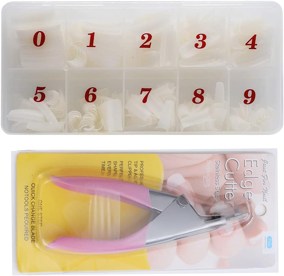 Yiouou Natural False Nails Fake Nails Artificial Nail Tips,500 Pcs Oval French Acrylic Style Fake Nails Tips with Box and Acrylic Nail Clipper for Women Girls Nail Art Salons and Home DIY,10 Sizes image number 3