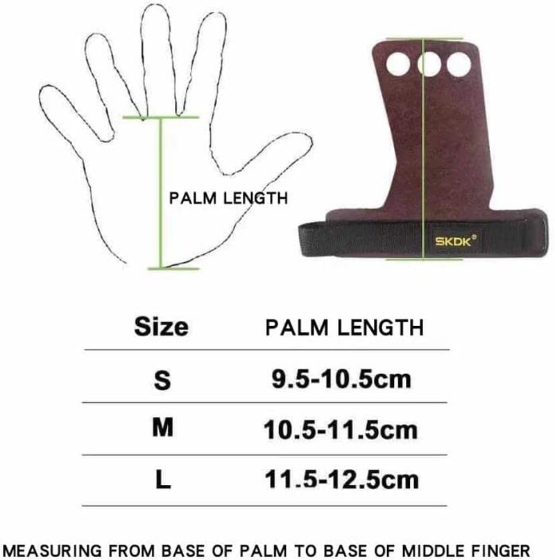 3 Hole Leather Hand Grips for Crossfit Training, Gymnastics, Full Palm Protection, Workout, Crossfit Gloves, WOD Hand Grips, Cross Training, Weight Lifting, Kettlebells, Gymnastic Rings