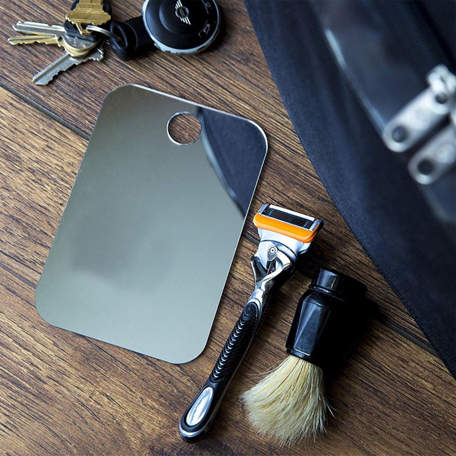 2 PCS Fogless Shower Mirror，Shower Mirror，Shatterproof Shower Mirror Fogless for Shaving，Mirrors, Bathroom Mirror, Bathroom Accessories(With Two Suction Hooks). image number 6