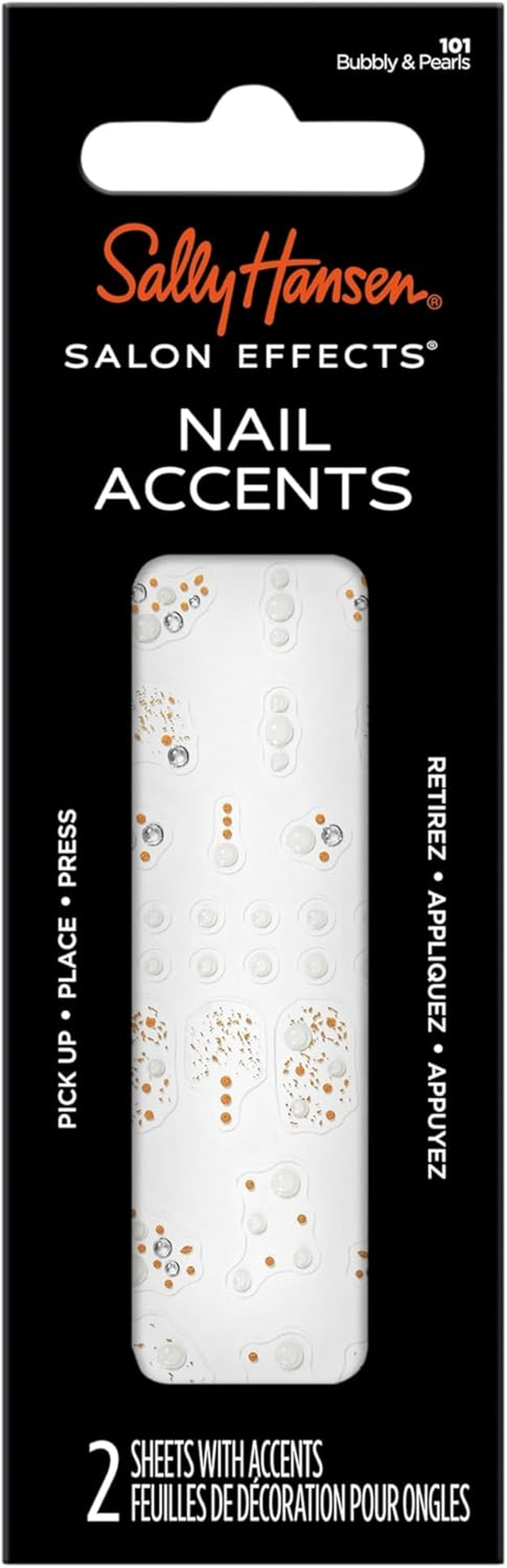 Sally Hansen Salon Effects Nail Accents, Bubbly & Pearls, Nail Art Decals, Easy to Use, No Commitment, Use on Nail Polish or Bare Nails, Mix and Match Styles