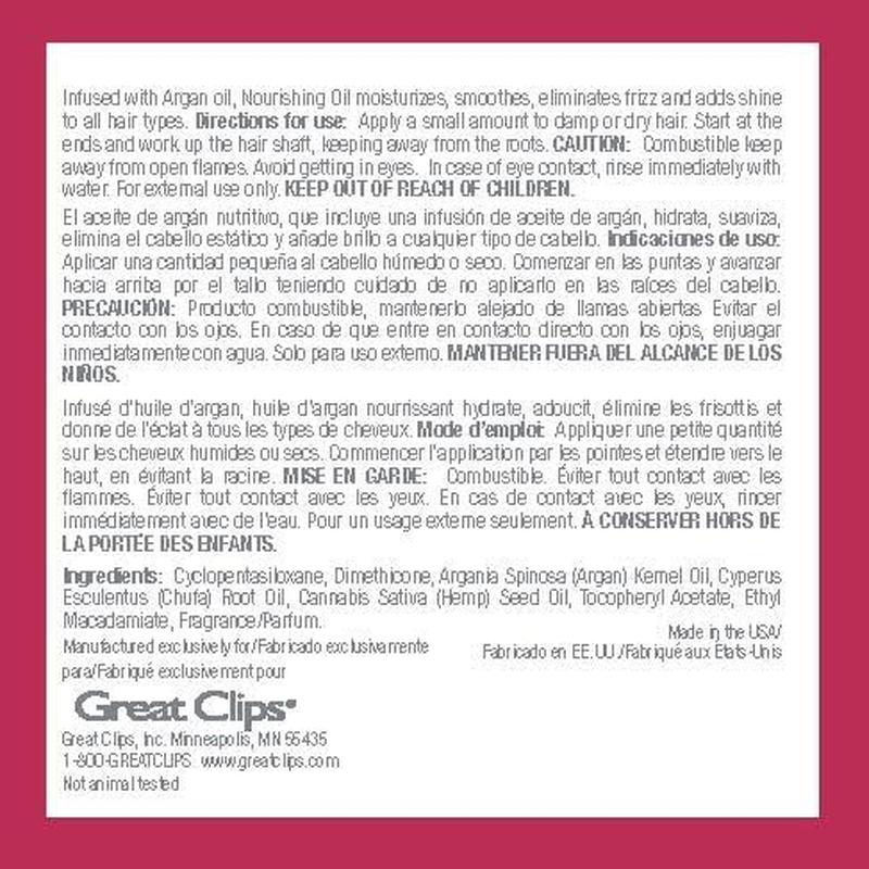 Great Clips Solutions by Nourishing Oil, 1.75Oz | Argan-Oil Blend Hydrates Hair & Skin | Great for Dry, Damaged Hair image number 5