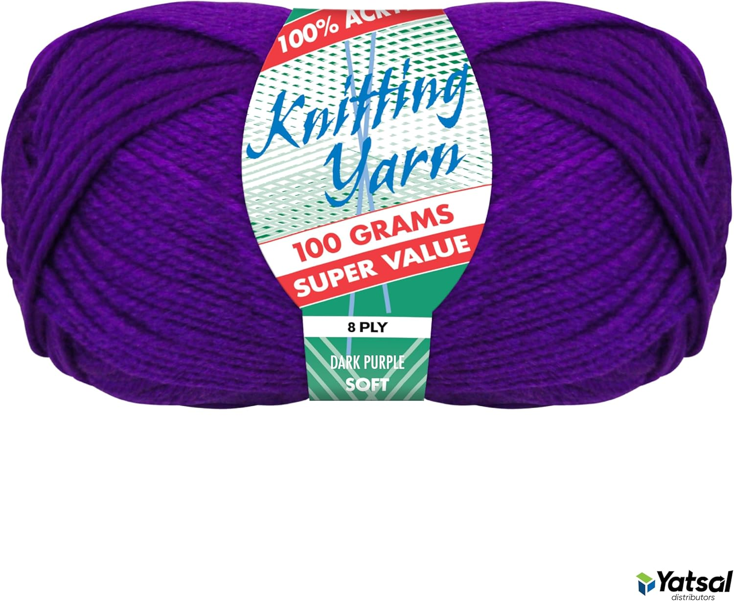 100% Acrylic 8-Ply Knitting Yarn 100 G, Dark Purple image number 1