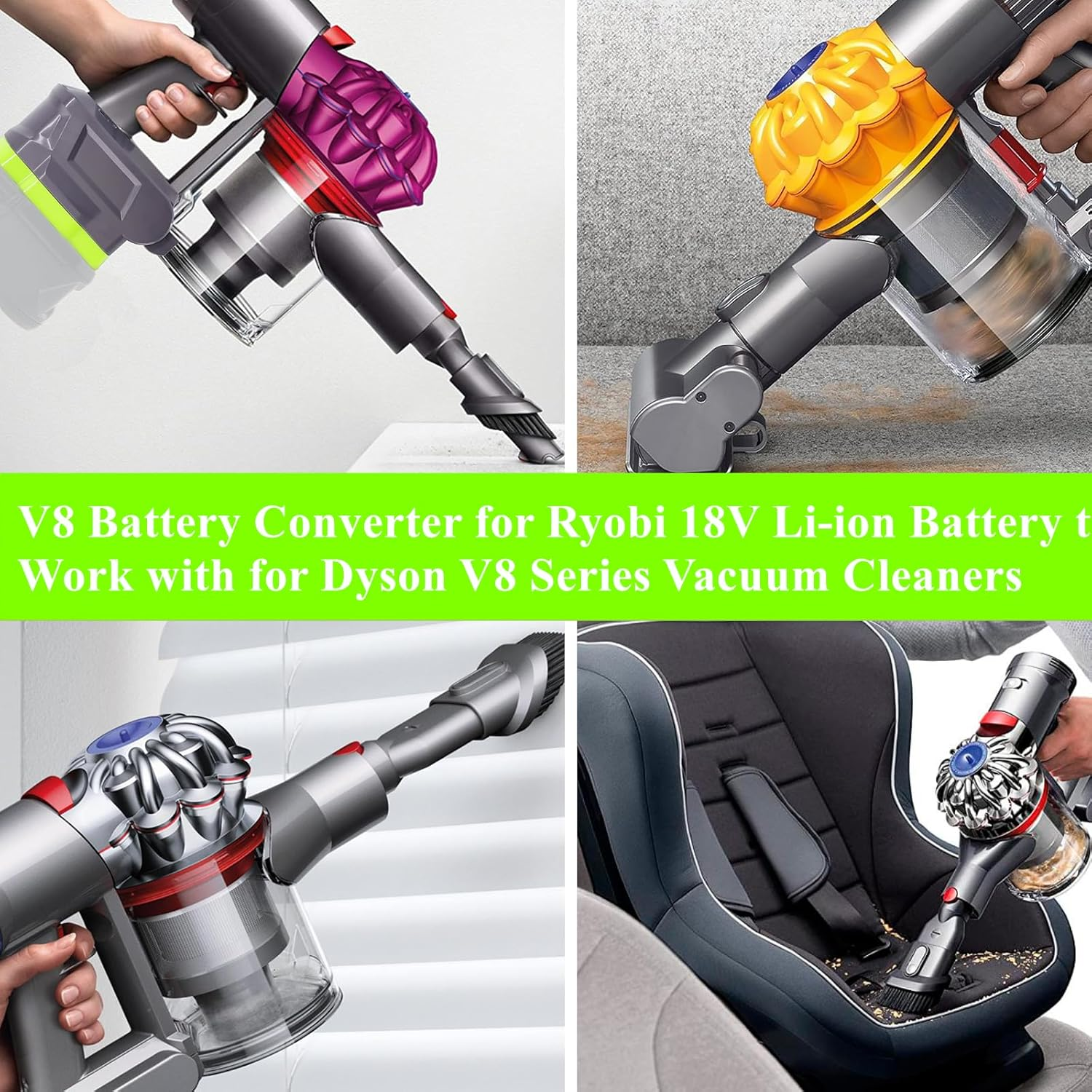 New Version V8 V7 Adapter for Ryobi 18V Lithium Battery Convert to Replace for Dyson Battery, Work for Dyon V8/7 Series Vacuum Cleaners Animal Absolute Motorhead image number 5