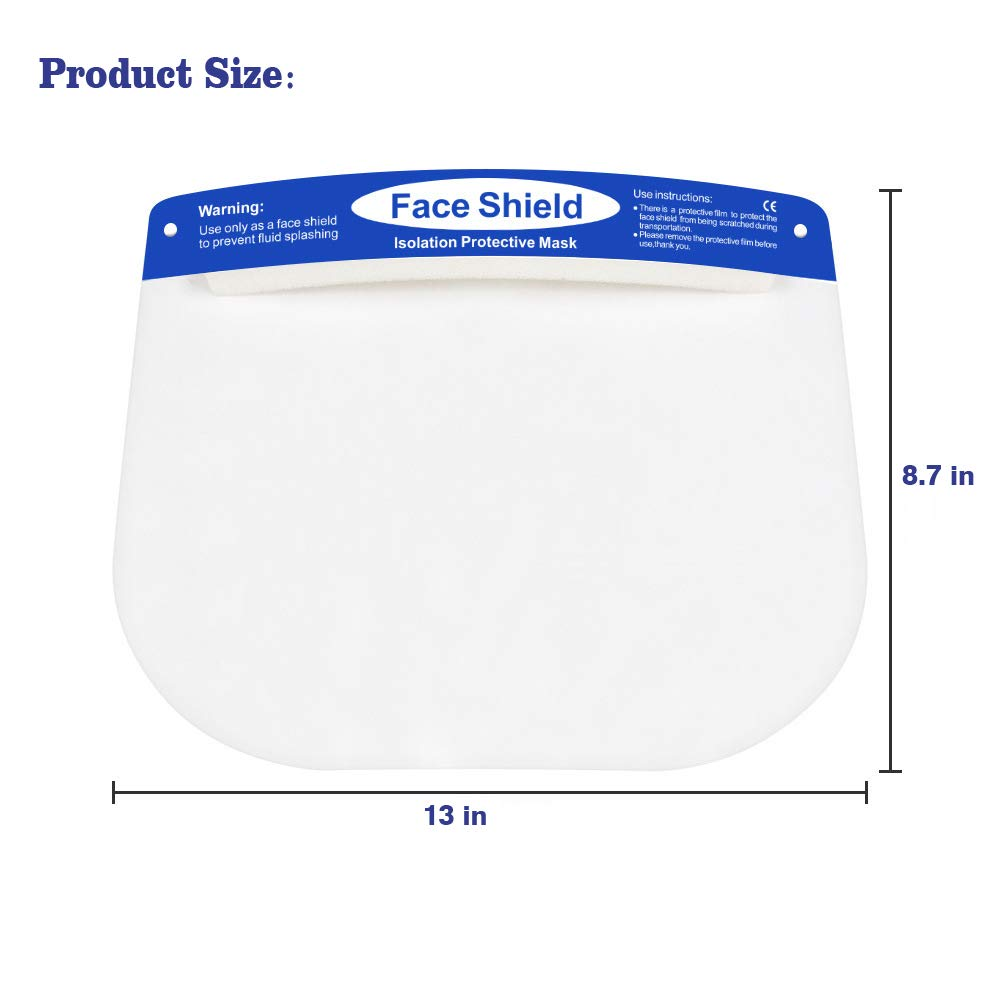 Safety Face Shield Clear Full Cover Anti-Fog Eyes Protective Face Shield Reusable Full Face Transparent Breathable Visor Mask Adjustable One Size Fits All（10 Pcs） image number 6