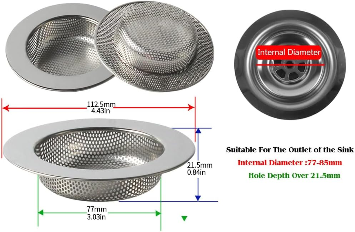 Talea Drain Basket Strainer SUS304 Stainless Steel Filters for Kitchen Sink Washbasin,Qs419C007 image number 2