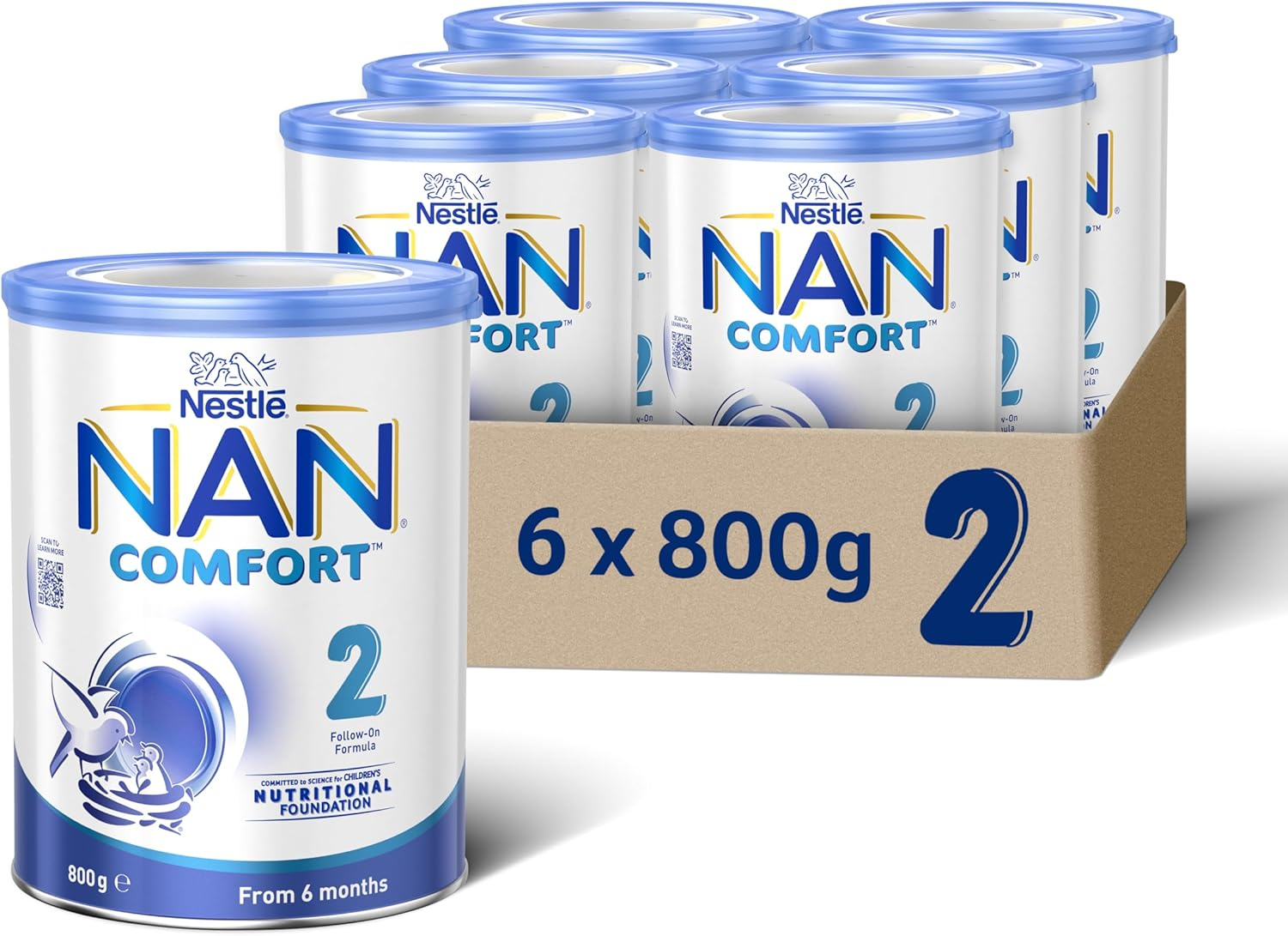 Nestl&eacute; NAN COMFORT 2 Baby Follow-On Formula Powder, from 6 to 12 Months &ndash; 800G (Pack of 6)