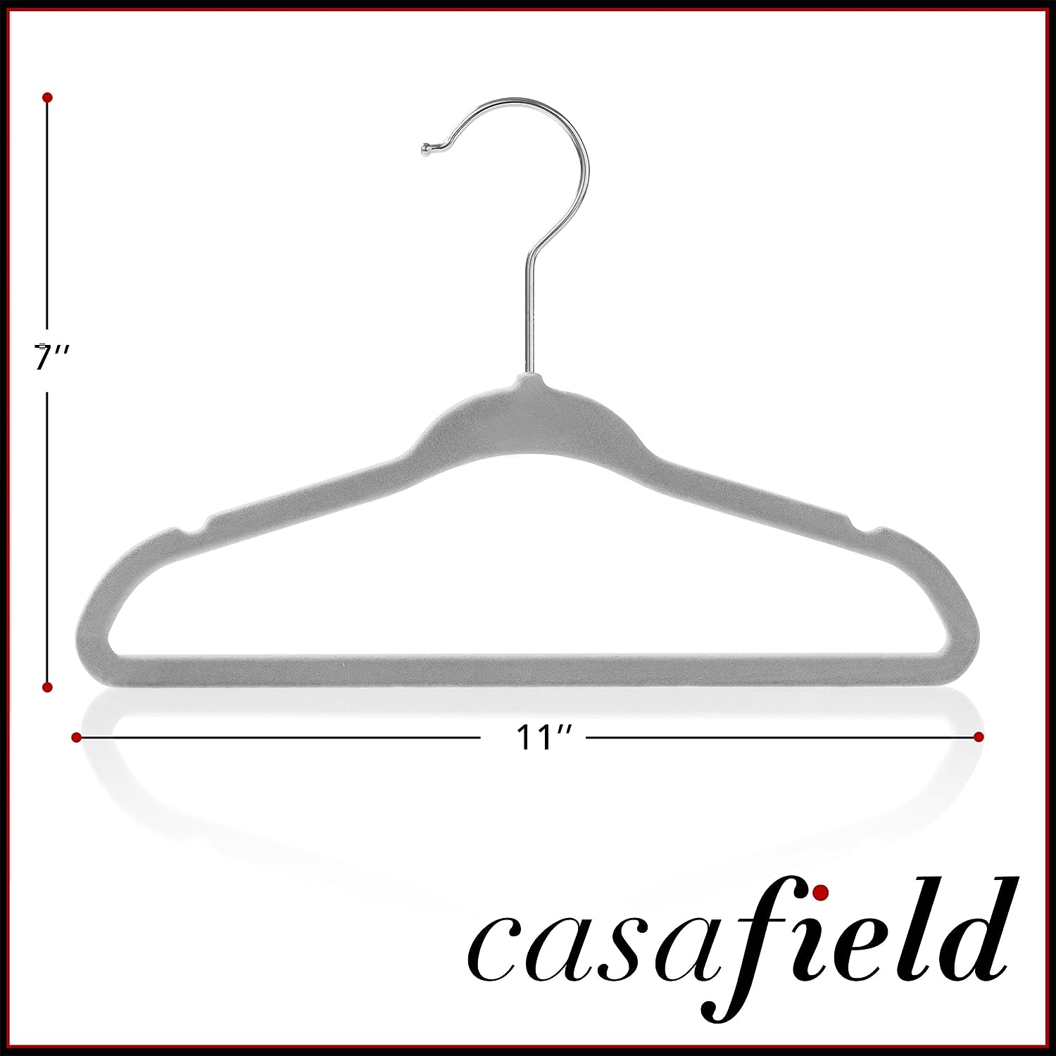 Casafield 50 Velvet Baby Hangers - 11" Size for Infant & Toddler Clothes - Gray - Black image number 4