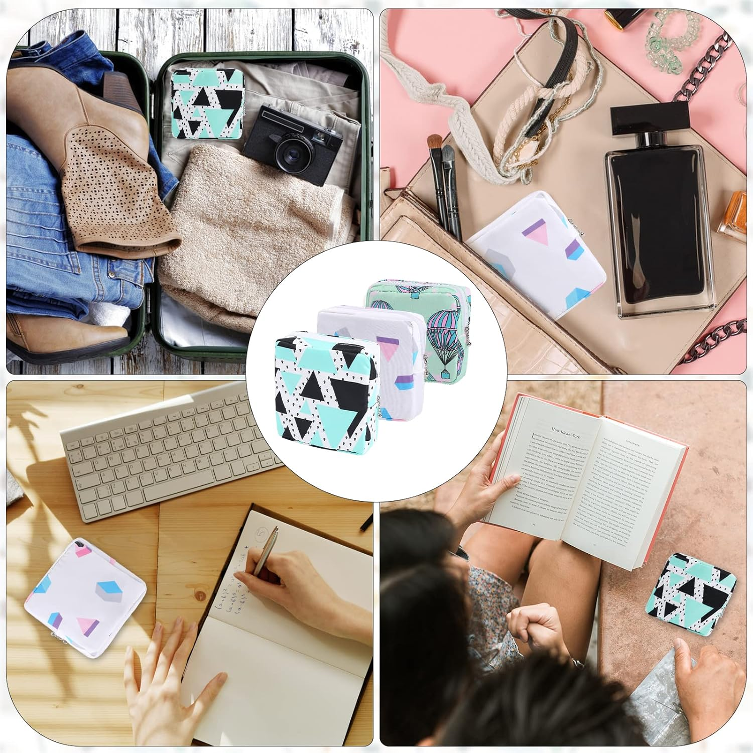 Vin Beauty 3Pcs Period Bag,Period Pouch,Sanitary Napkin Storage Bag, Portable Reusable Menstrual Pads Bags,Tampon Storage Pouch for Women Teen Girls,Pad Bag,Feminine Care,Tampons Holder for Purse