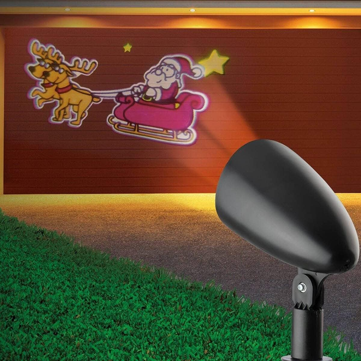 Christmas by Sas Light Projector LED Solar Lighting Santa Reindeers & Sleigh