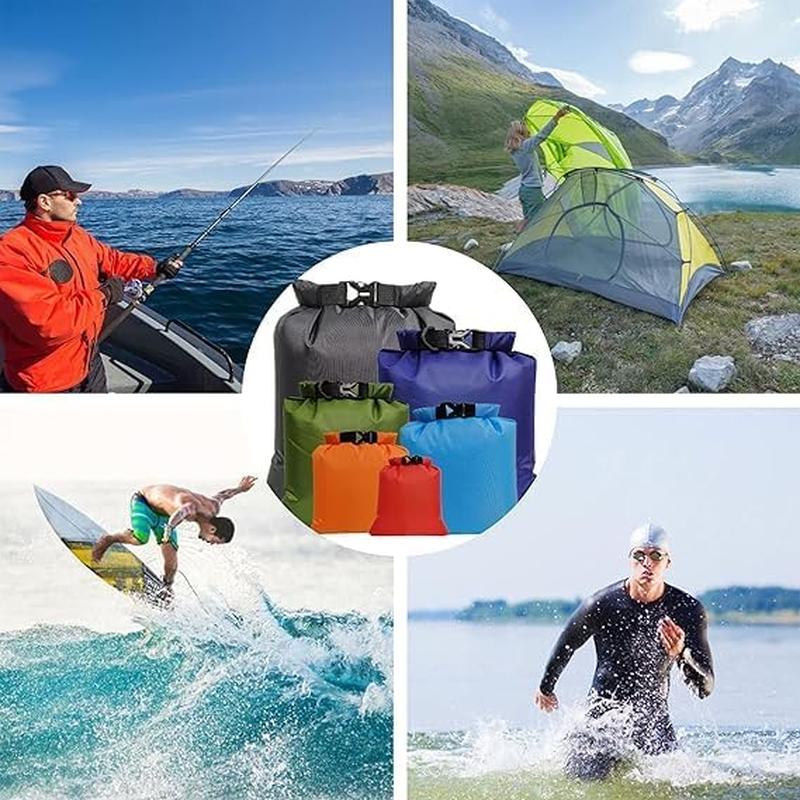 YSHIGUING 6 Pcs Waterproof Dry Bags Dry Sack Dry Pouch Portable Big Capacity Combo Pouch Snorkeling Drifting Bag for Travel Rafting Drifting Swimming Snorkeling Camping Cycling Fishing Accessories image number 2