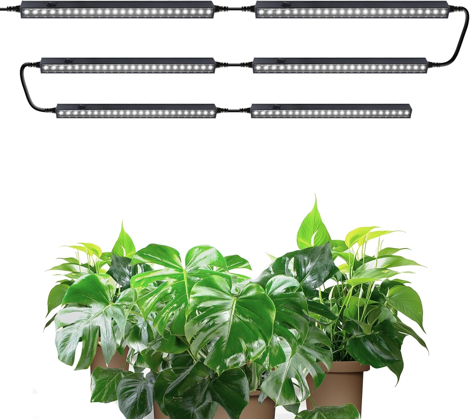 Barrina T5 1FT Plant Grow Lights, 5000K Full Spectrum Plant Lamps, 10W(2 X 5W), Magnetic Black Cover LED Plant Growing Lamps, Linkable, Plug and Play, 2 Packs