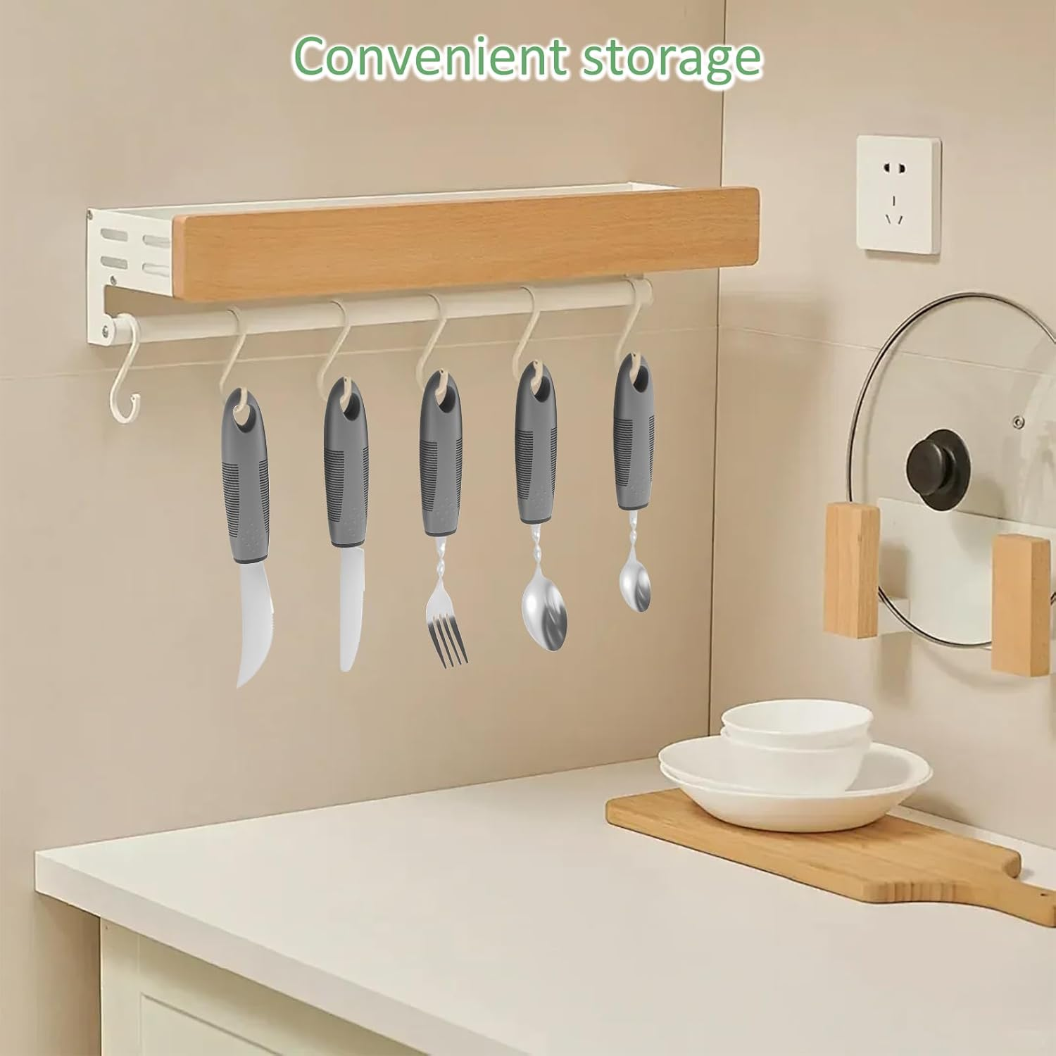 5Pcs Adaptive Utensil Set Stainless Steel Adaptive Cutlery Set Easy to Grip Bendable Weighted Utensil Portable Bendable Silverware for Elderly Hand Tremors image number 6