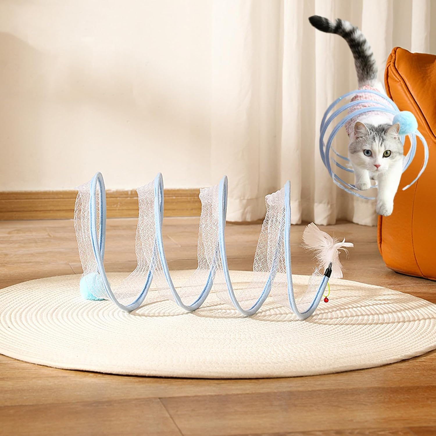 Self-Play Cat Hunting Spiral Tunnel Toy, Cat Tunnels for Indoor Cats, Cat Spring Toy, Spiral Tunnel Cat Toy, Cat Spring Toy Cat Spiral Tunnel Toy for Indoor Cats Play (D) image number 6