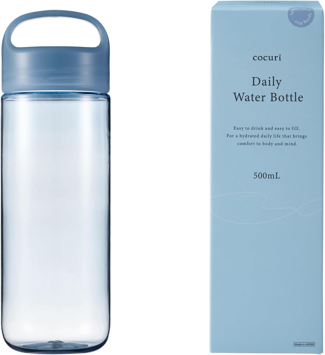 Marna Daily Water Bottle, 16.9 Fl Oz (500 Ml) (Washerless) Smooth Mouth Feel like Glass (Lightweight/Dishwasher Safe), Water Bottle, Drink Bottle (Made in Japan, Easy to Clean), Spring Blue K795B - Slate Black image number 4