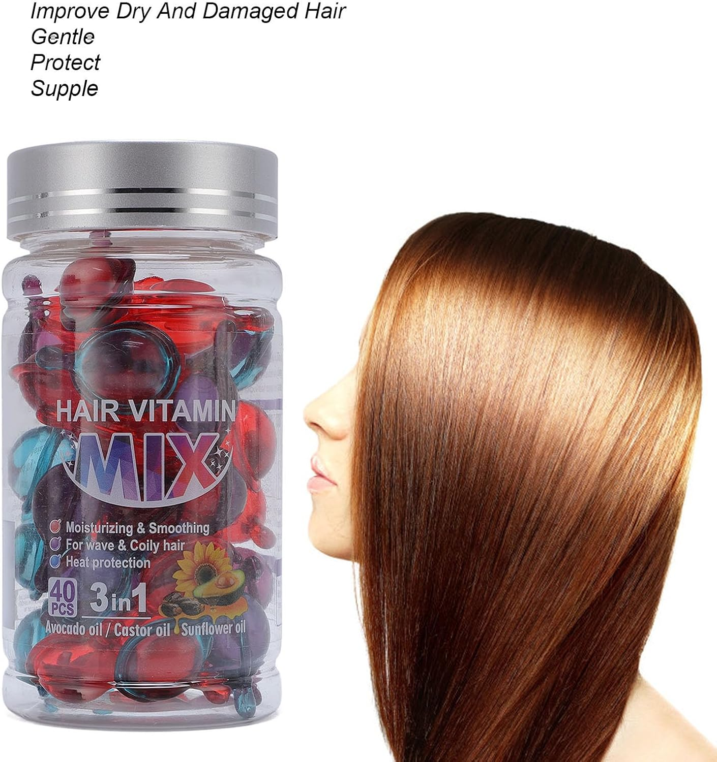 Hair Vitamin Mix Capsules Hair Moisturizing Capsules for Deep Nourishment and Shine 40 Capsules image number 1
