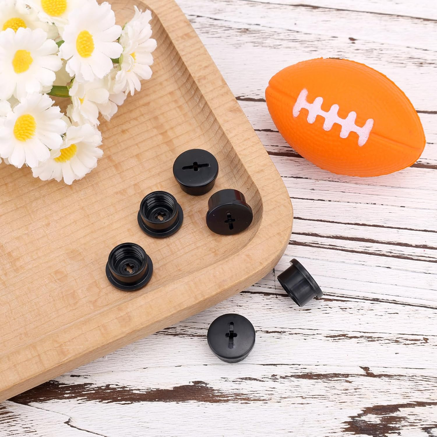 Bladder Valve Screws for Riddell Speedflex & Speed Lcon, Plastic Football Helmet Bladder Valve Screws Practical Valve Caps for Rugby Helmets for Adult and Youth(Black) image number 1