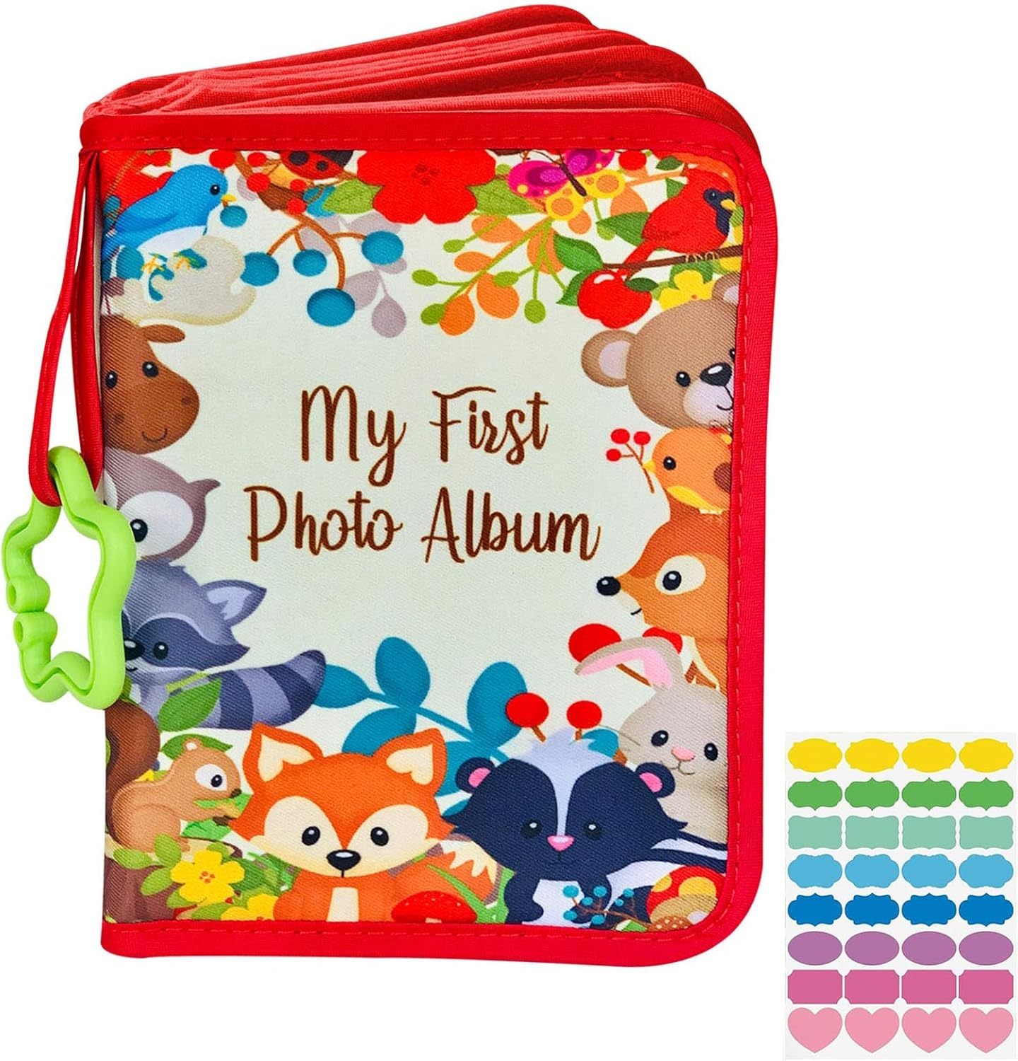 Baby Photo Album, Soft First Year Book with Woodland Animals, My First Book of Photos, Album Holds 4X6 Pictures for Memory Baby Shower(Red) image number 4