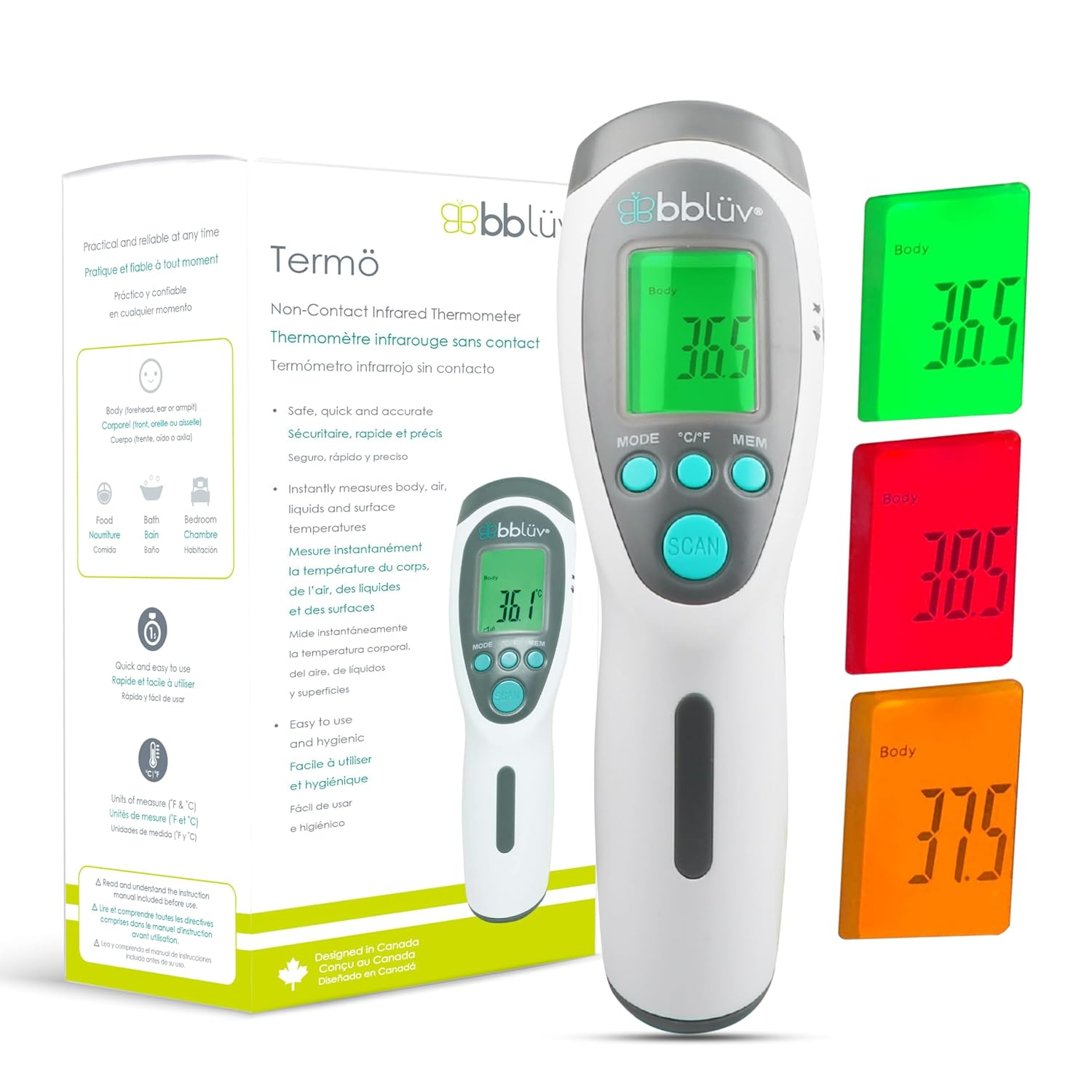 Termo &ndash; 4-In-1 Infrared Digital Thermometer, Easy to Use with LCD Light and Audible Alarm, Non-Contact Forehead Temperature for Adults and Kids image number 6