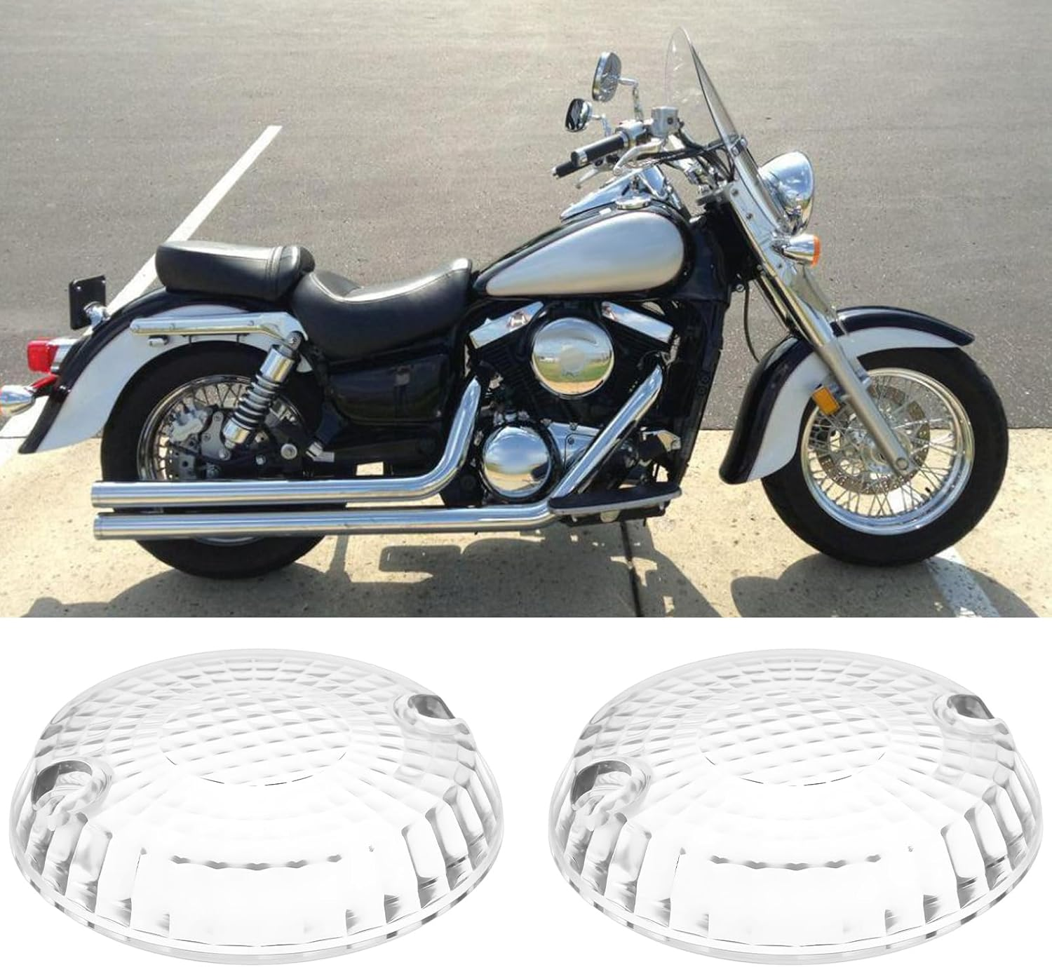 VGOL 2Pcs Motorcycle Turn Signals Lens Cover Compatible with Yamaha V-Star Compatible with Kawasaki Vulcan 1500 image number 3