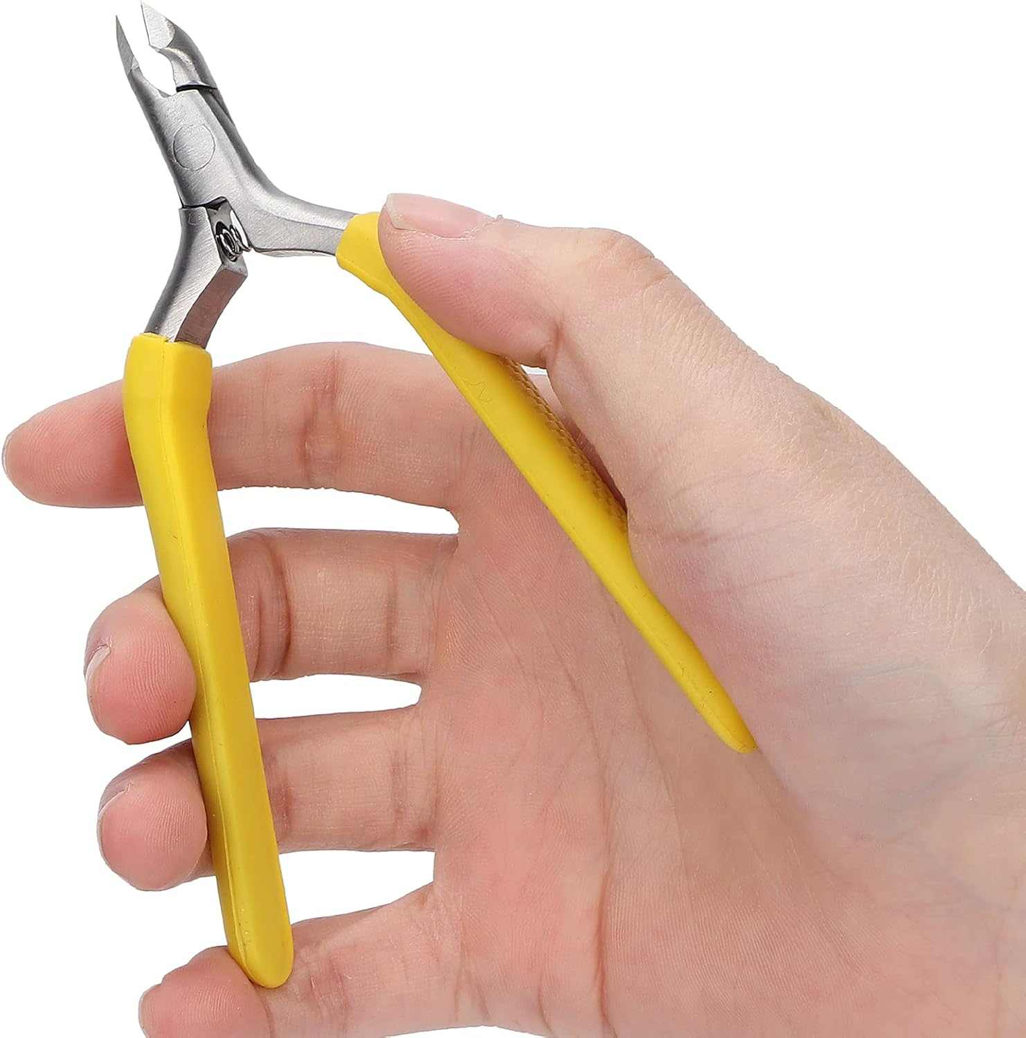 Cuticle Nippers, Cuticle Scissors, Compression Spring Cuticle Trimmer Stainless Steel Cuticle Nipper with Non-Slip Silicone Handle for Hard Toenails and Dead Skin on Hands and Feet image number 1