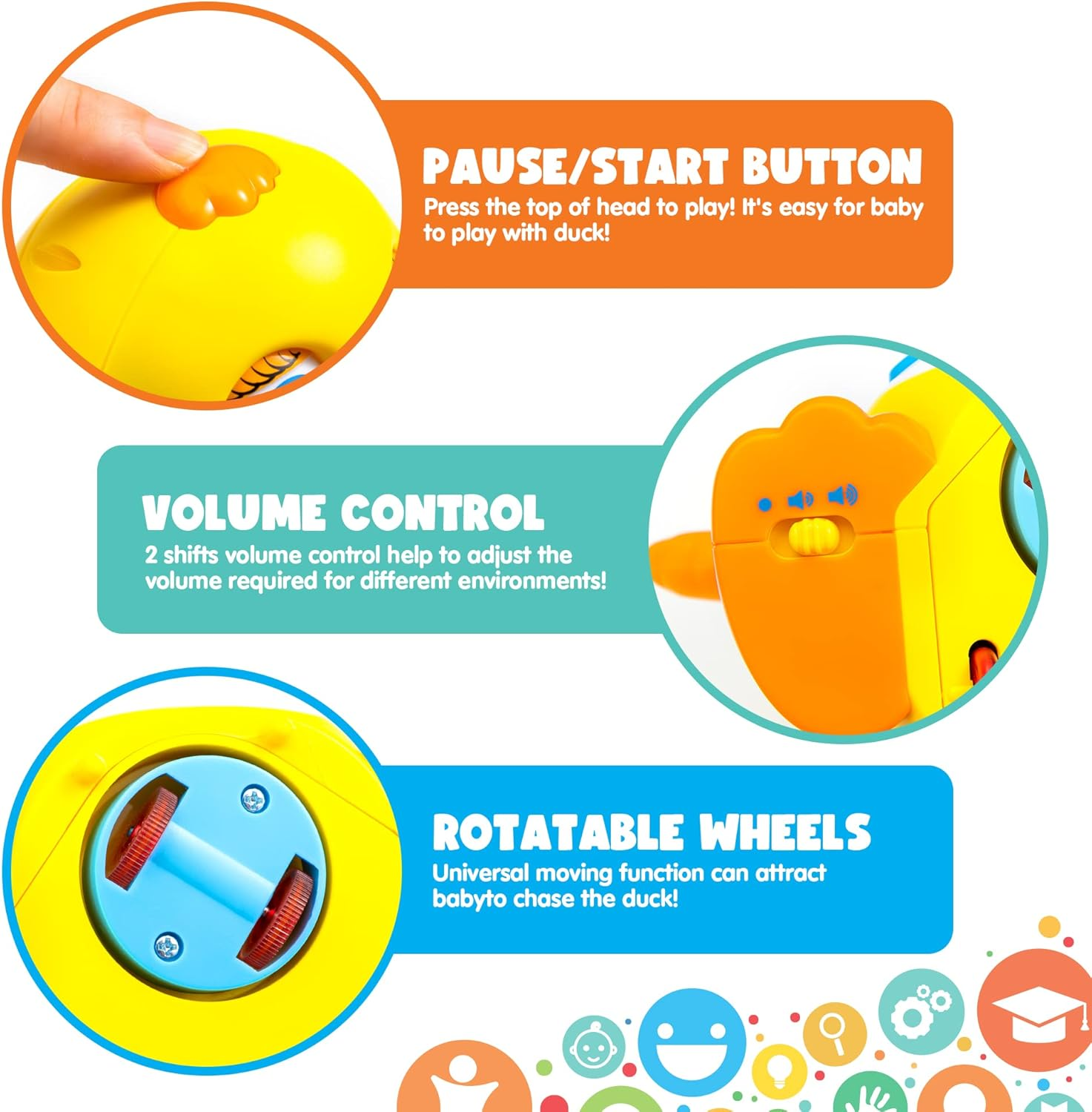 JOYIN Baby Toys Duck, Infant Dancing Crawling Musical Toys 18+ Months, Tummy Time Light up Learning Duck with Music & Lights, Baby Easter Basket Stuffers Gifts image number 3