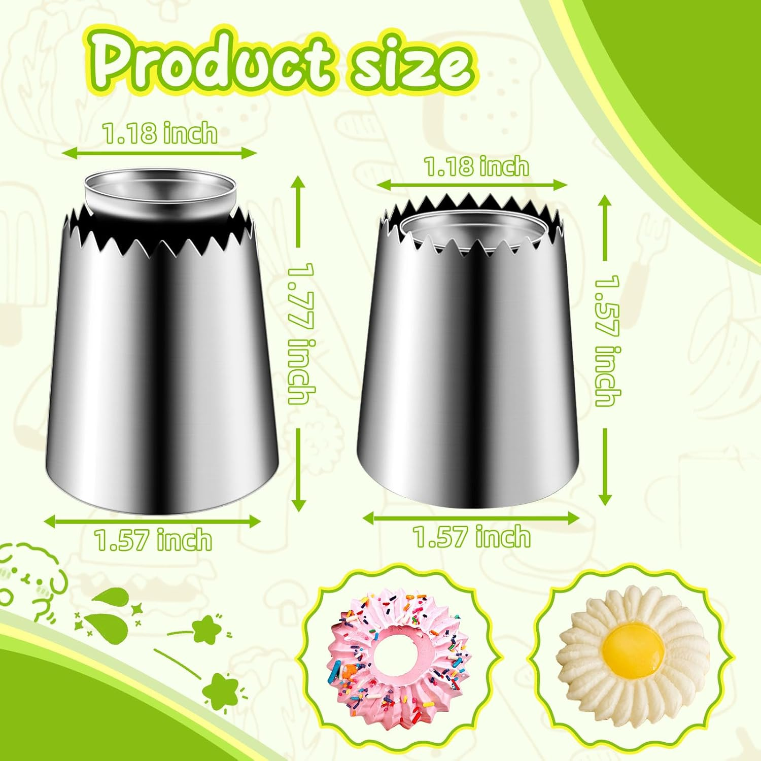 Suuker Sultan Tube Piping Tips Set, Stainless Steel Cake Decorating Tips, Frosting Icing Tips for Cupcakes, Cake, Cookie and Decorating（795S 796S） image number 5