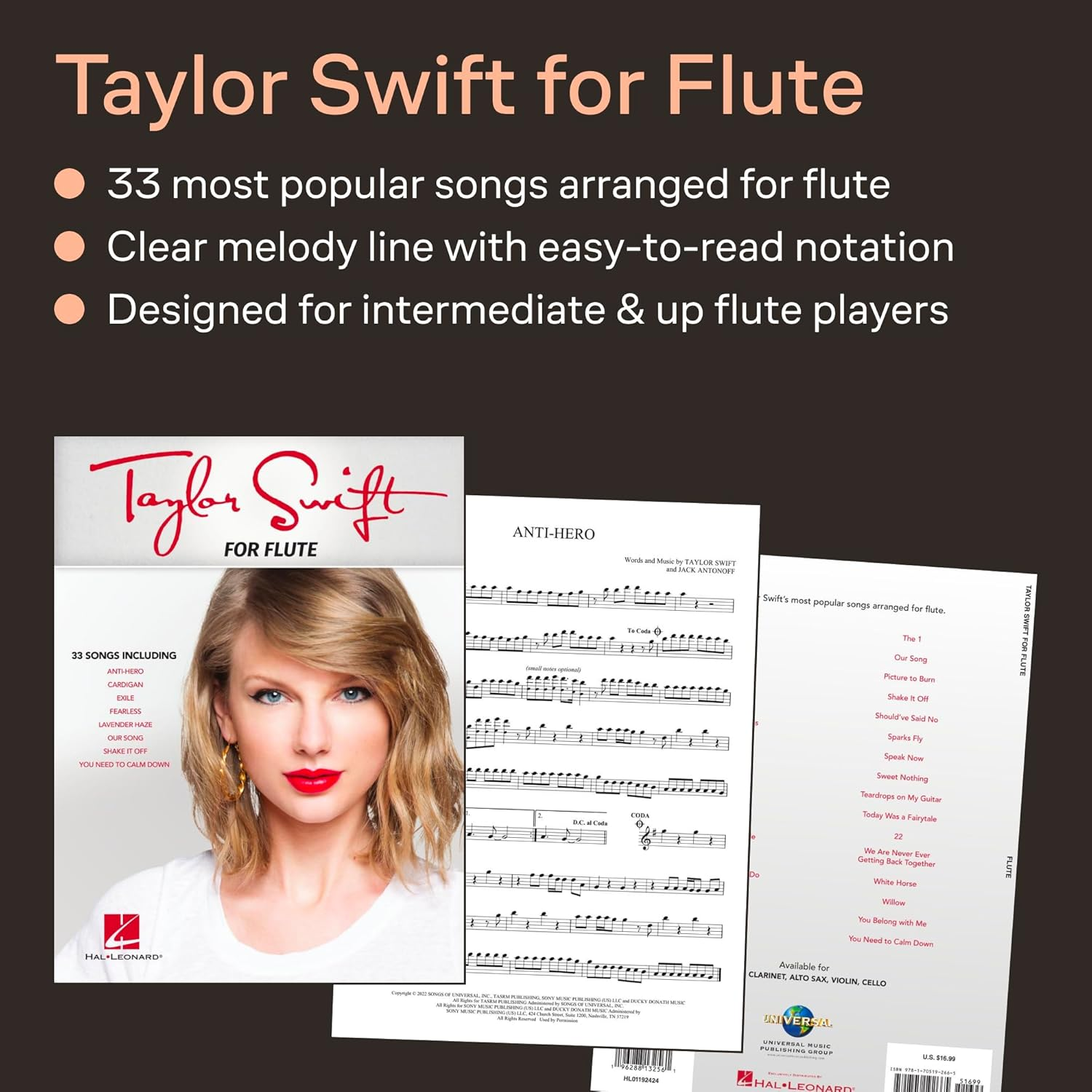 Taylor Swift for Flute - 33 Songs Songs Arranged for Flute