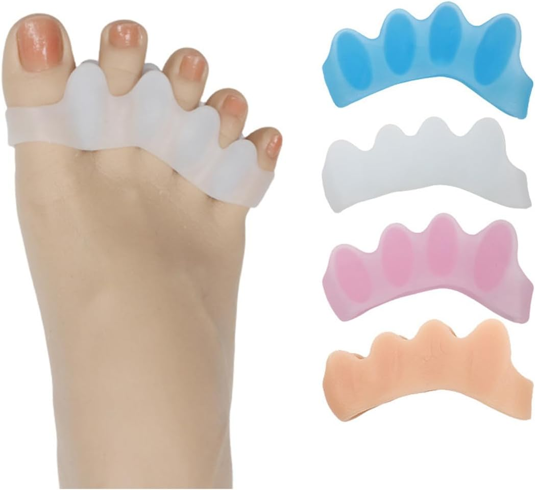 IEBTAWN 4 Pairs of Gel Toe Separators for Overlapping Toes, Toe Spacer, Silicone Toe Separator, Hallux Valgus, Correction of Bunions, Toe Separator, to Relieve Bunions, Hammer Toes, Hallux Valgus