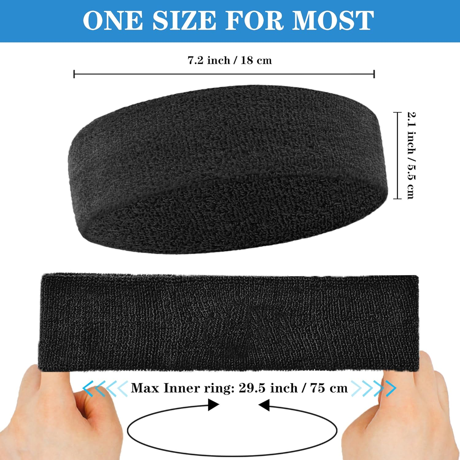 IMAGERIO 4 Pack Sweatbands Sports Headband for Men and Women, Moisture Wicking Athletic Workout Headband for Running, Tennis, Basketball, Yoga, Gym Stretchy Unisex Sweatband image number 4