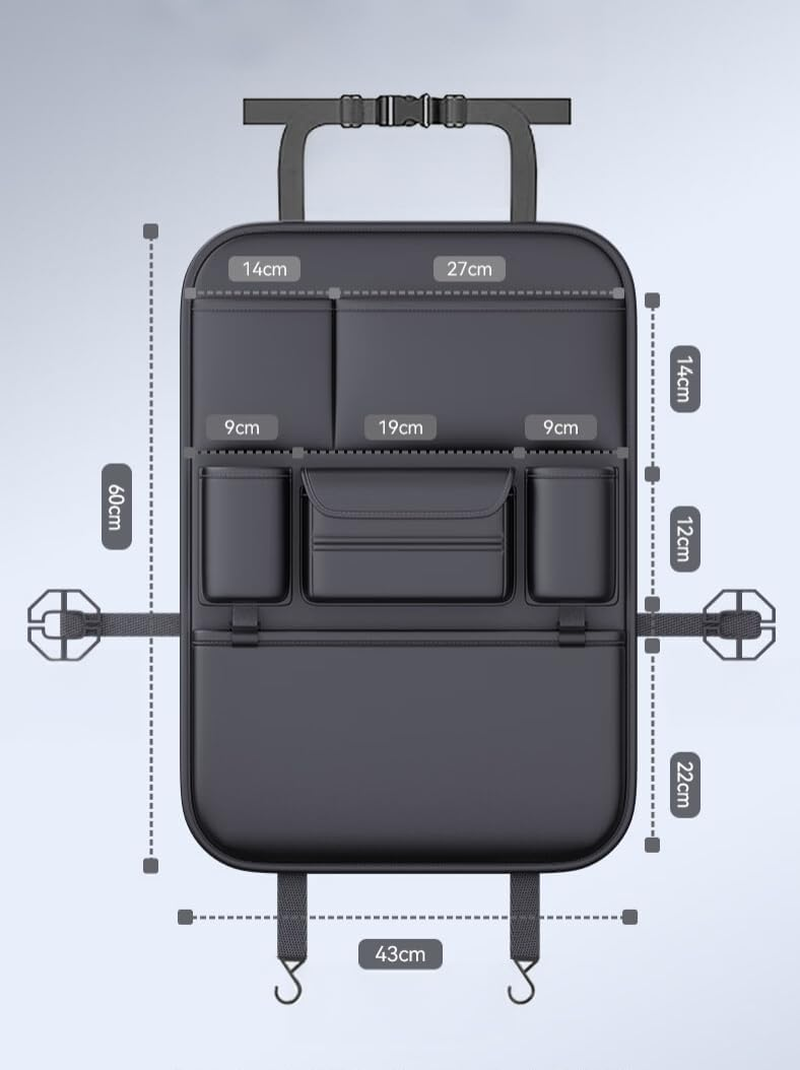 Back Seat Cover for Kids, Universal Car Seat Protector with Storage Organizer, Waterproof Nappa Leather Kick Mat for Kids, Anti-Slip Backseat Cover with Pockets(Black) image number 4