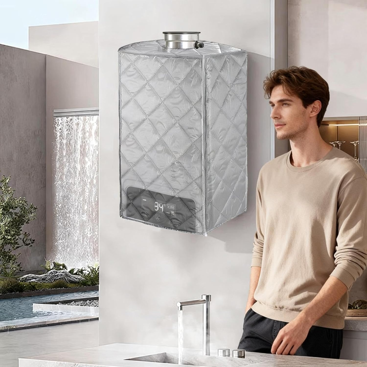 Hot Water Heater Cover - Thickened Enclosure Protective - Water Heater Protective Cover,For Winter Fall Rain Dust Leaves Indoor Patio Poolside Restaurant Wedding image number 4