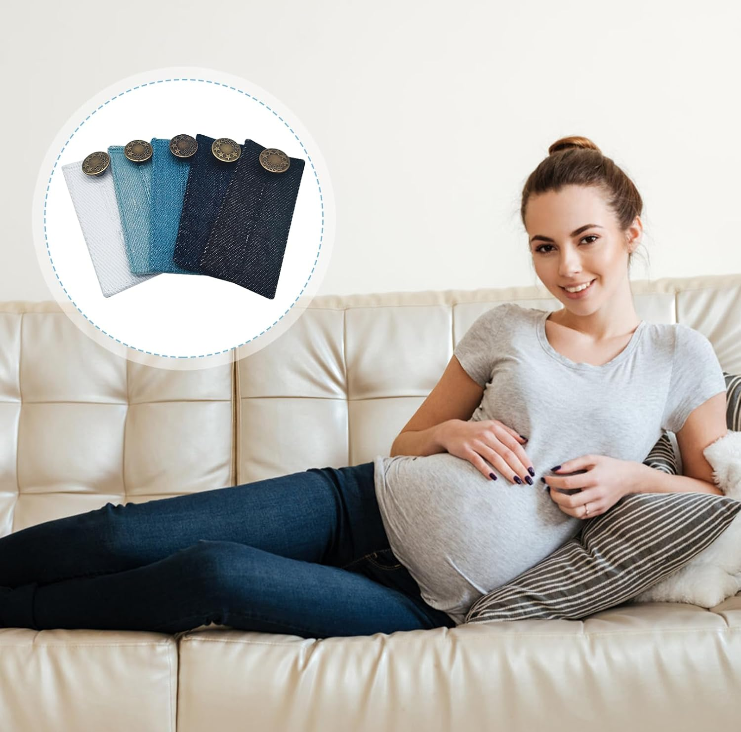 Pack of 5 Adjustable Button Extenders for Trousers, Waistband Extensions for Men and Women Trousers, Jeans, Suit Trousers, Maternity Pants image number 4