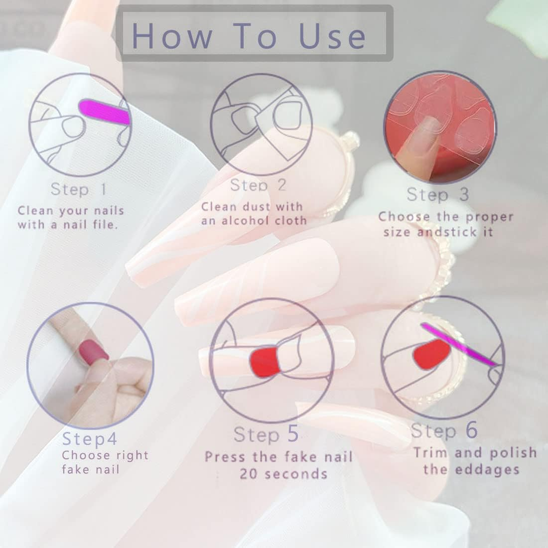 SINLOV 24Pcs Short Fake Nails Press on False Nails Glossly Ballerina Artificial Finger Nails False Nails Art Tips (B)&hellip;