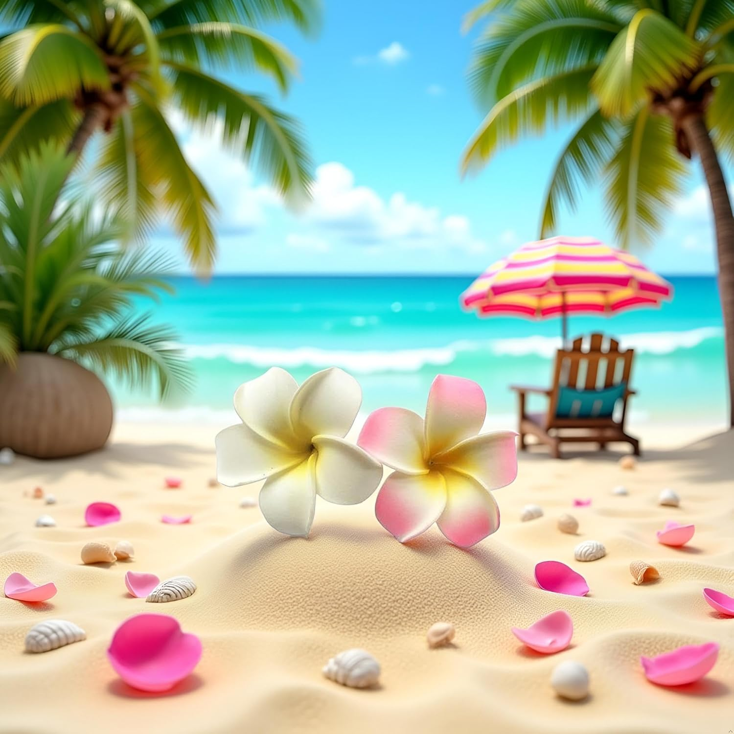 2 X 7Cm Shark Frangipani Plumeria Clips and Foam Head Hair Clips Party Beach Hair Accessories image number 5