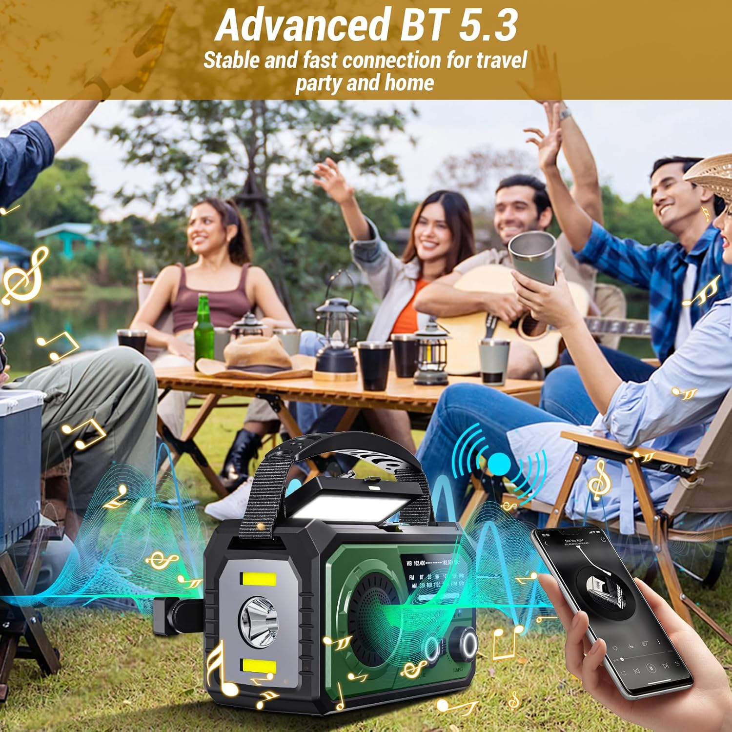 16000 Mah/59200 Mwh Crank Radio, Portable Emergency Radio with Crank, AM/FM Solar Radio with Mobile Phone Charging Function, SOS Alarm/Headphone Jack/Reading Light/Compass for Camping, Outdoor, image number 5