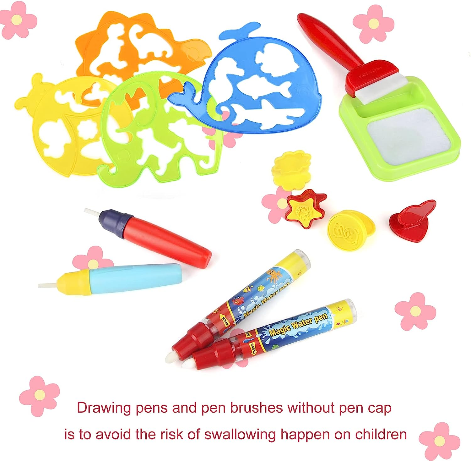 Coolplay Water Drawing Pen Set for Kids - Painting Supplies with Brushes, Template Set for Doodle Mats and Books - Boys and Girls image number 3