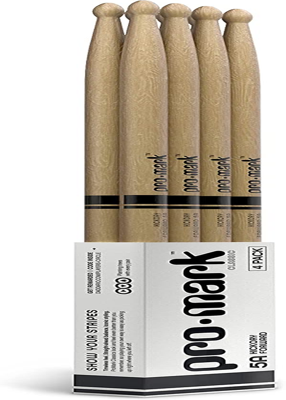Promark Classic Forward 5A Hickory Drumsticks, Oval Wood Tip, 4-Pack image number 6