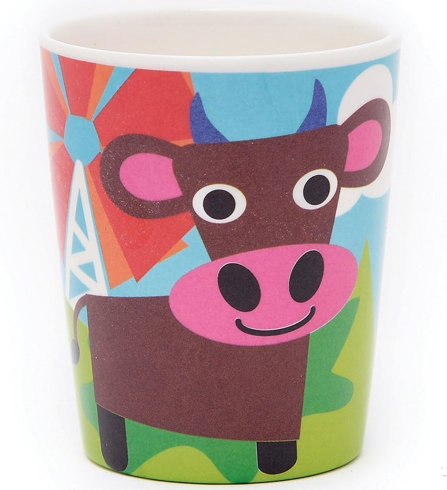 French Bull 4Pc Toddler Kids Feeding Melamine Tableware Flatware BPA Free Dishwasher Safe, Durable Plate, Cup, Bowl, Divided Tray Dinnerware Set, Juice, Farm, 4Pc Juice Cup Set (74392) image number 3