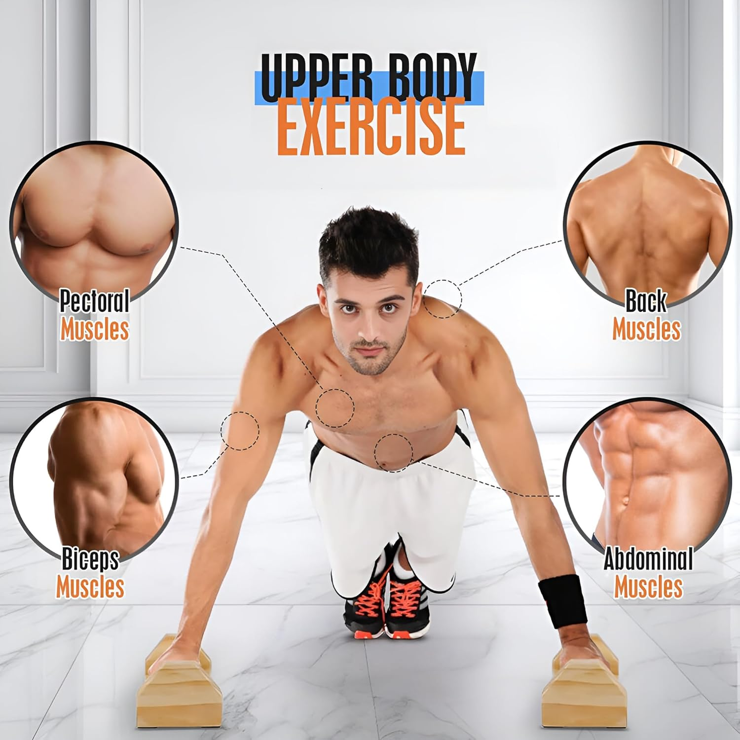 2Pcs Wood Push up Bars,Fitness Equipment,Wooden Handstand Trainer,Pushup Handle with Non-Slip Base,Small Fitness Machines,For Men and Women Fitness Training image number 3