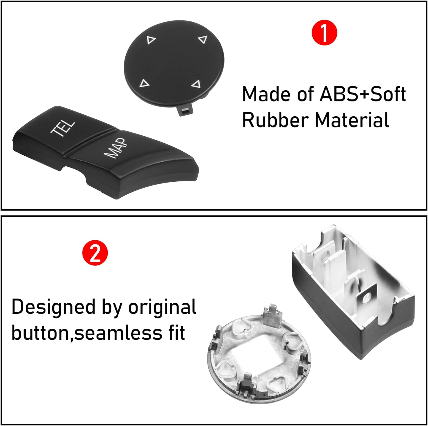 Jaronx Compatible with BMW Idrive Buttons, for BMW Idrive Controller Knob Multimedia Button Replacment for 1' E81 E82 E88/3' E90 E92 E93/5' E60 E61/6' E63 E64/X1 E84/X5 E70/X6 E71 (8PCS Set)