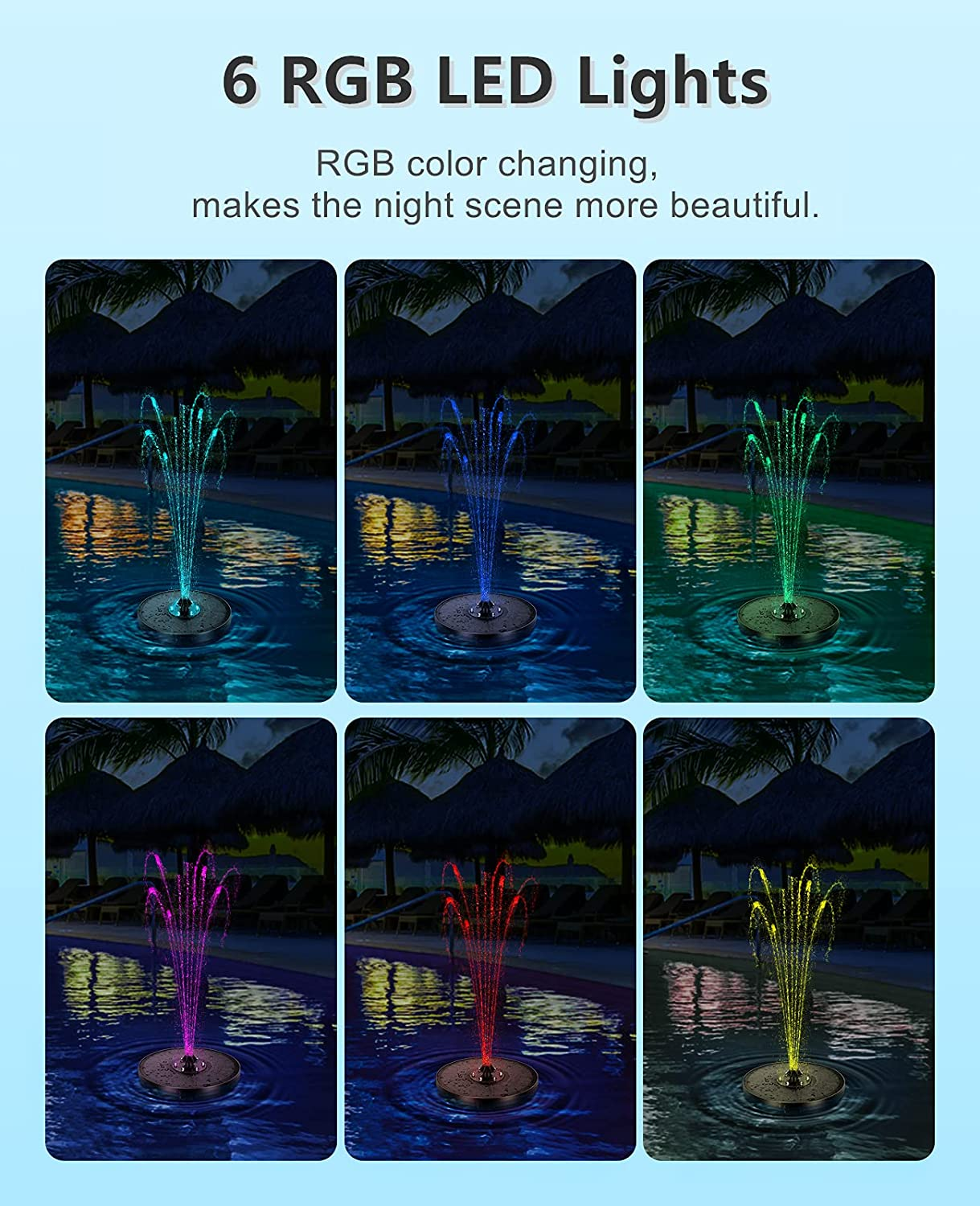 Bluefire Solar Fountain, Living Solar Fountain for Bird Bath, Floating Water Fountain Pump, Solar Powered Water Bubbler Pump for Garden, Birdbath, Pool, Pond, Outdoor image number 3