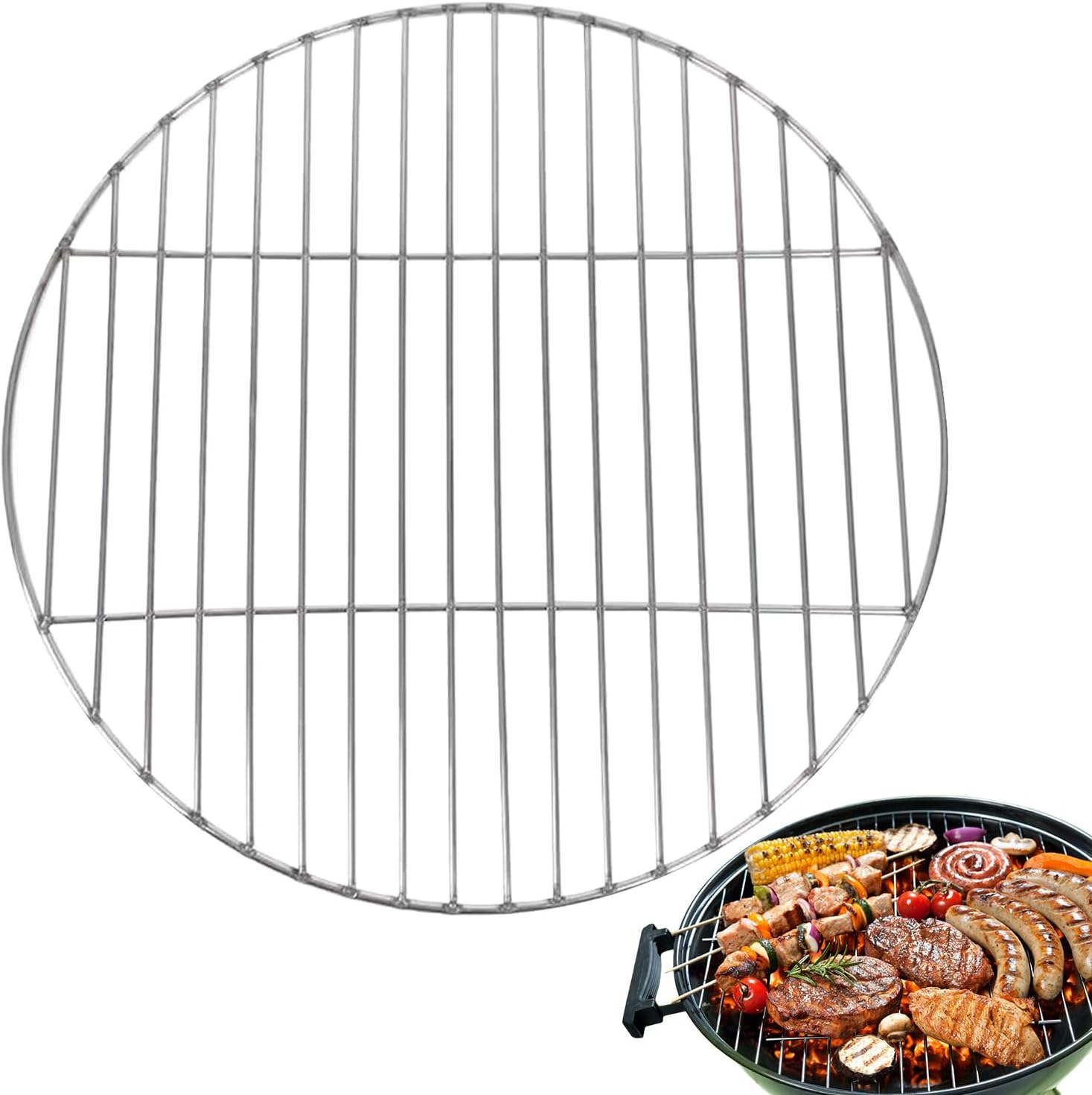 Cooking Grate, 33Cm round BBQ Grill Rack, Stainless Steel Barbecue Grill Grid Replacement for Charcoal Kettle Grills, Barbecue Grate Round