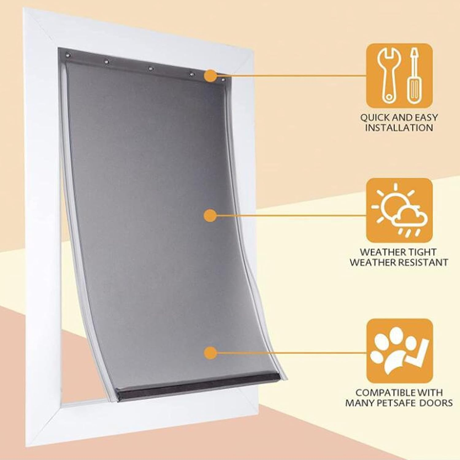 Dog Door Flap, Weather Resistant Translucent Dog Door Replacement Flap, TPU Flexible Dog Cat Door Flap, Pet Door Flap for Aluminum Glass Plastic Pet Door (L Size) image number 1