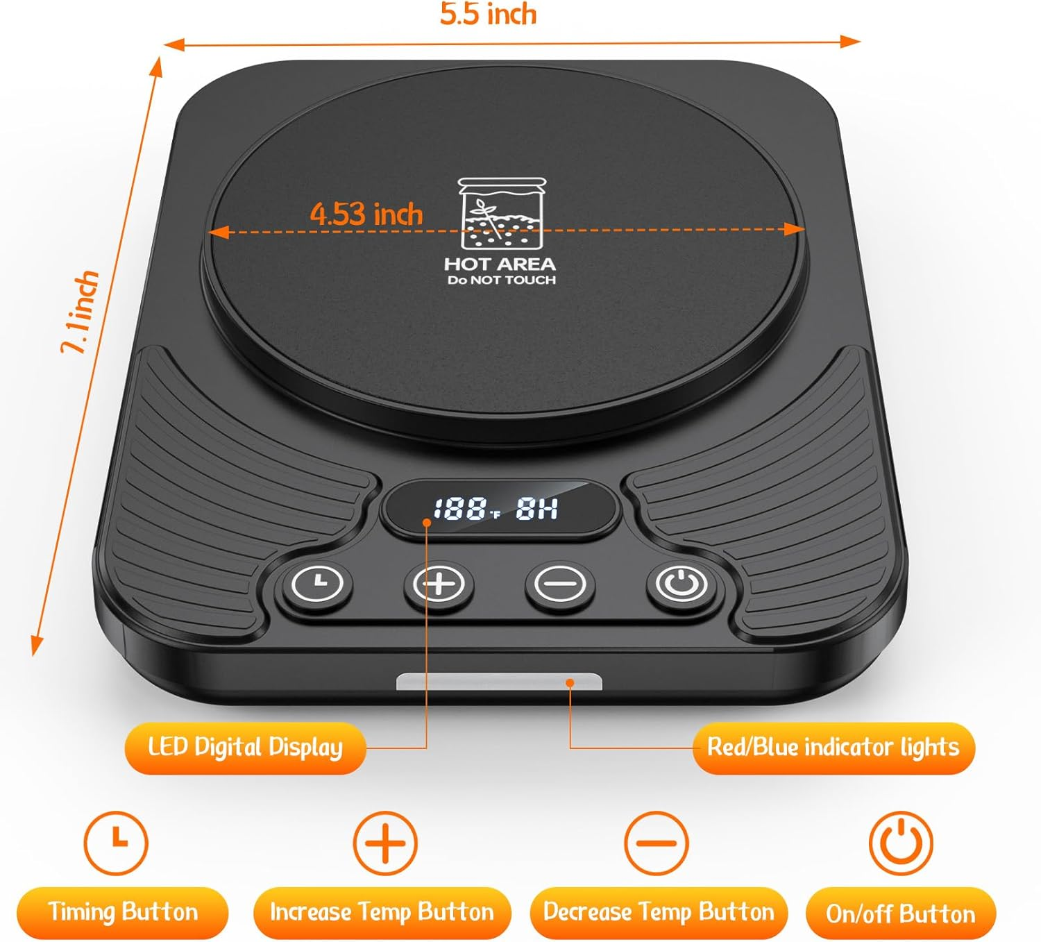 70-110&deg;F Sourdough Starter Warmer with Precision Temperature Control USB Powered | &plusmn;1&deg;F Accurate Adjustment | 24-Hour Timer | Suitable for Sourdough, Pizza Dough, and Yogurt Fermentation (Black) image number 5