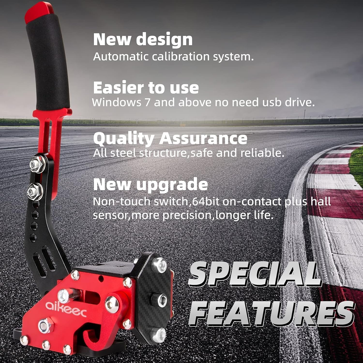 64 Bit USB Handbrake with Clamp for PC Windows Sim Racing Games G25 G27 G29 T500 FANATECOSW Dirt Rally with Handle Grip Red A image number 6