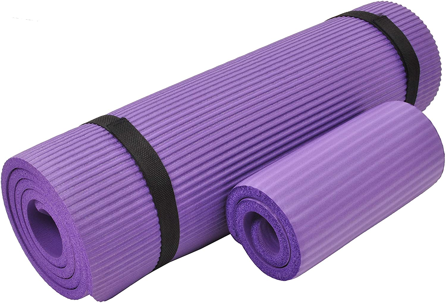 Signature Fitness 1/2-Inch Extra Thick High Density Anti-Tear Exercise Yoga Mat with Knee Pad and Carrying Strap, Multiple Colors