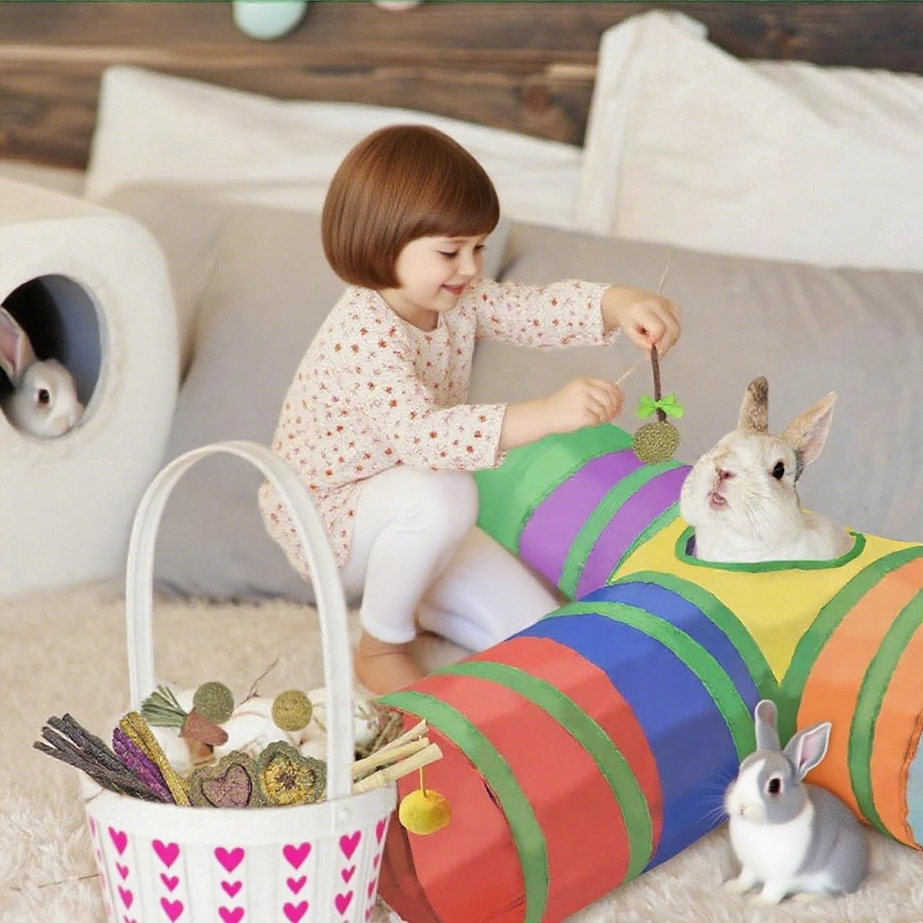 GUXLXAR Pack of 34 Rabbit Toy Activity Small Animals Chew Toy for Small Animals, Molar Toy, Dental Care, Wooden Accessories, for Rabbits, Hamsters, Guinea Pigs and Chinchillas image number 1