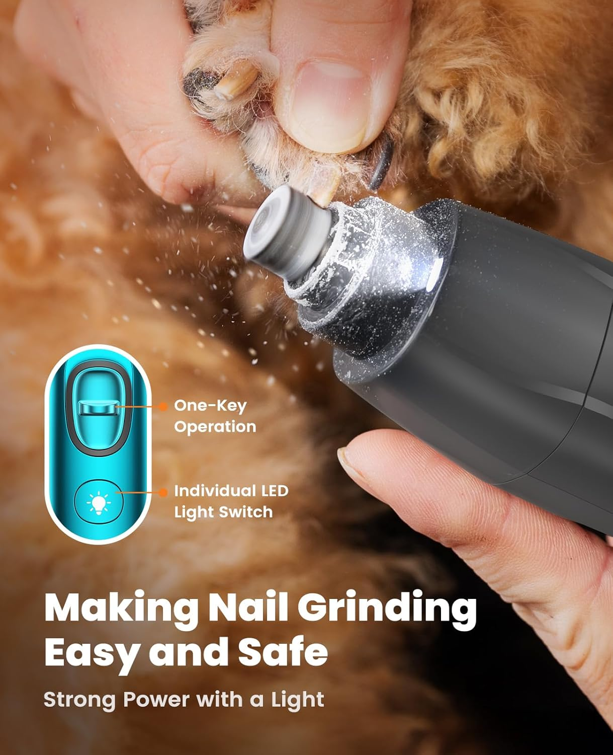 Oneisall Dog Clippers & Paw Trimmer 4 in 1 Grooming Kit, Pet Grooming Clippers with LED Light for Full-Body Grooming, Cordless Silent Pet Shaver for Dogs Cats image number 4